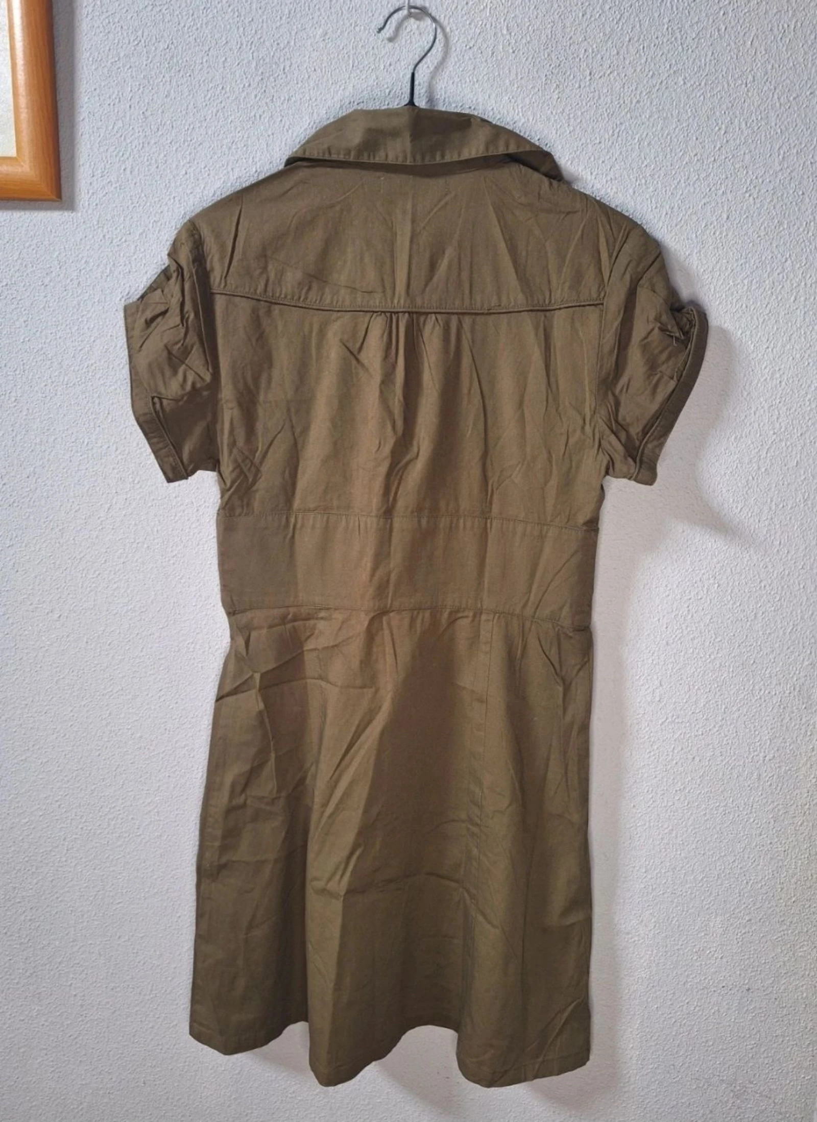 Bershka green khaki cotton safari style shirt dress Size M – photo 2